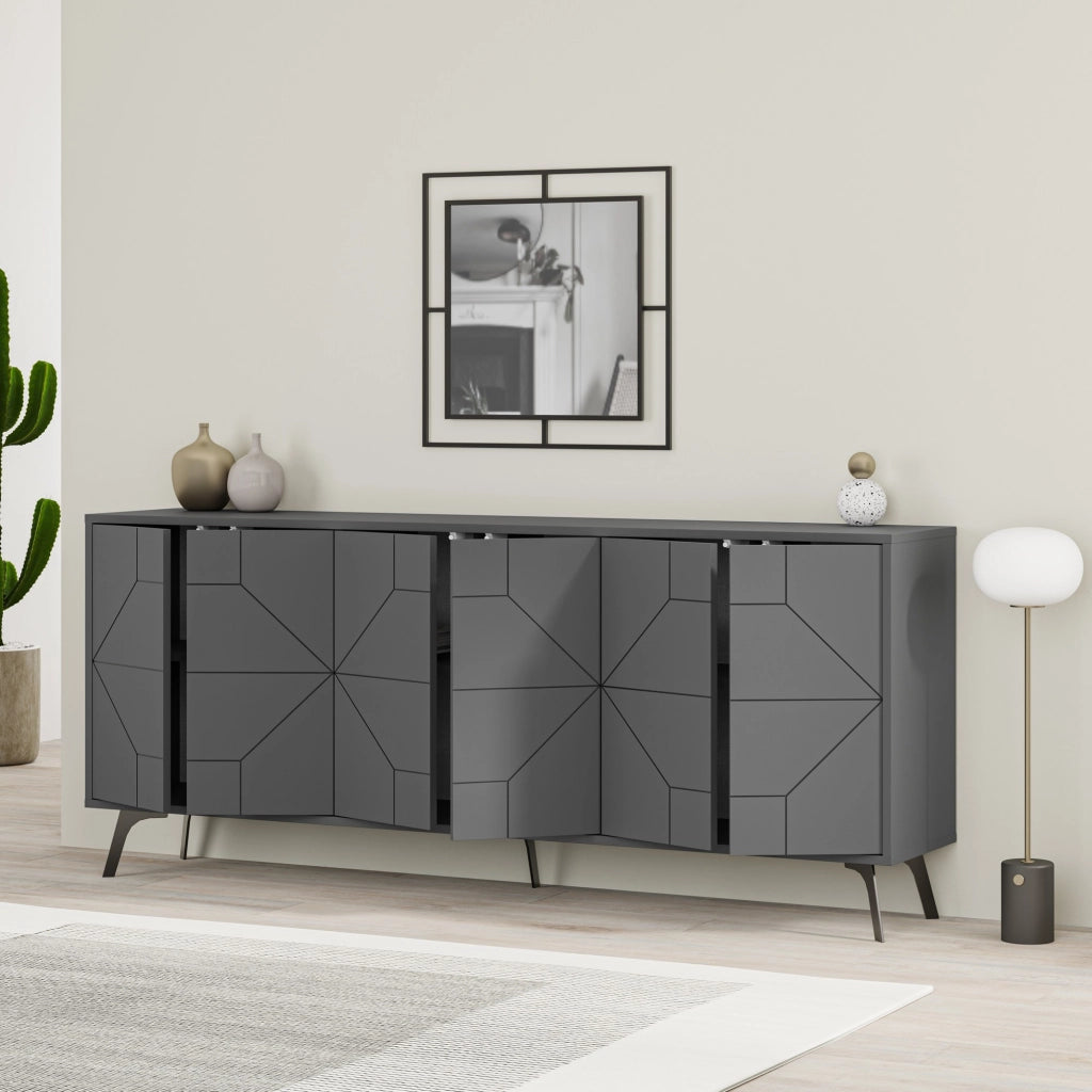 Credenza in legno "Dune" - 183 x 35 x 77 cm - Antracite