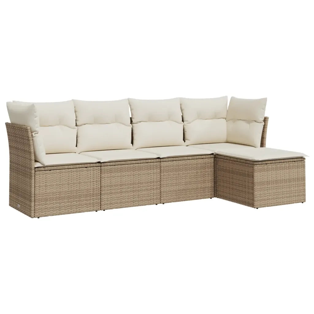 Set Divano da Giardino 5 pz con Cuscini Beige in Polyrattan 3249397