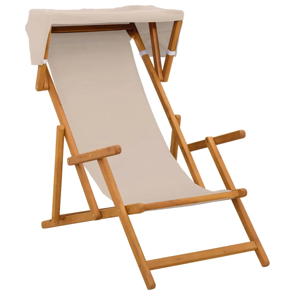 Lettino 4 pcs 3 Posizione Legno di Eucalipto Massello Beige 3407803
