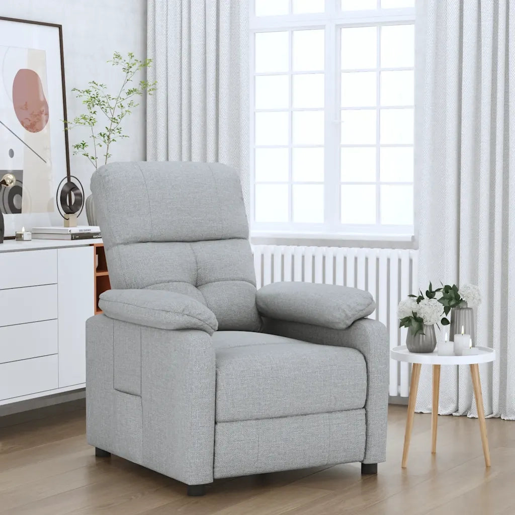 Poltrona Reclinabile in Tessuto Grigio Chiaro