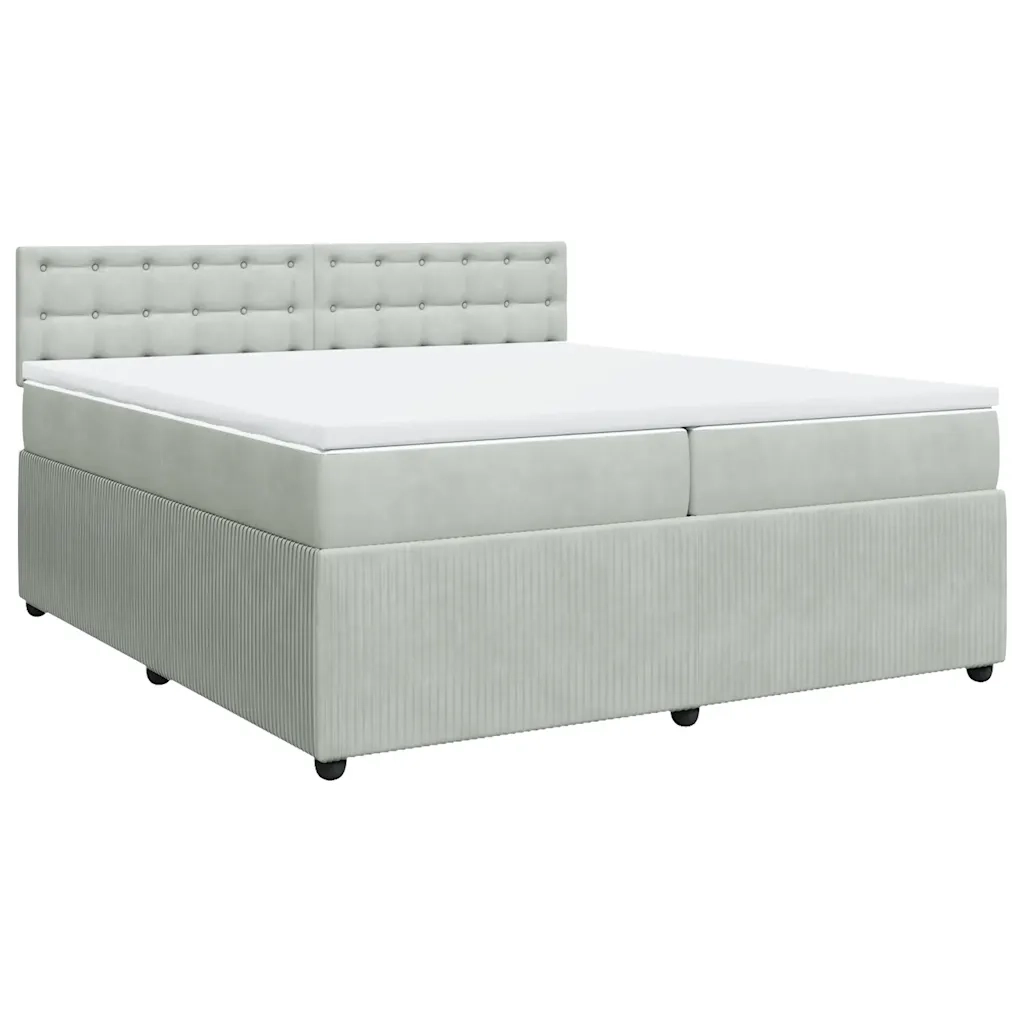 Giroletto a Molle con Materasso Grigio Chiaro 200x200cm Velluto