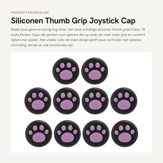 Manopola con Grip Antiscivolo - 10 pezzi - Capocarro con Disegno di Artiglio di Gatto - Design Cute Cat Claw - Antiscivolo - Leggero - Resistente alle Sollecitazioni - Capocarro per Joystick