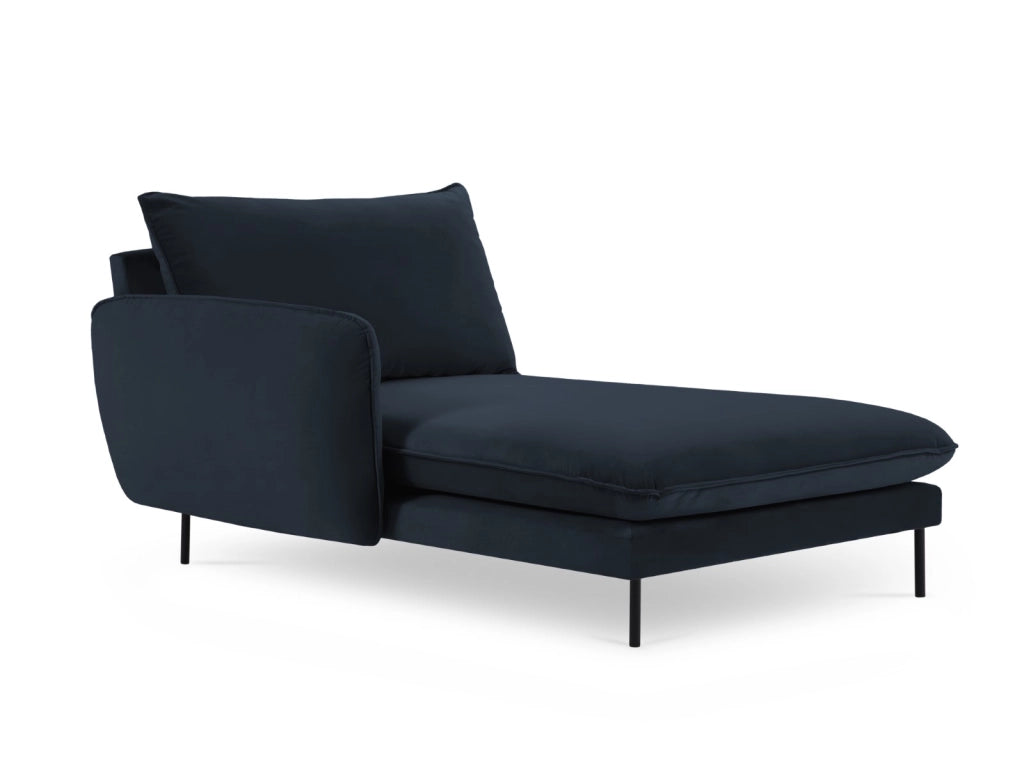 Cosmopolitan Design - Chaise longue sinistra "Vienna" in velluto blu scuro 