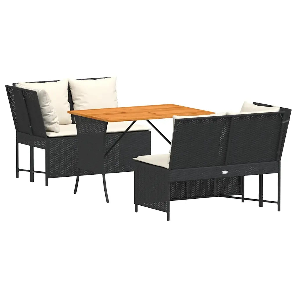 Set Divani da Giardino 3 pz con Cuscini in Polyrattan Nero 3365341