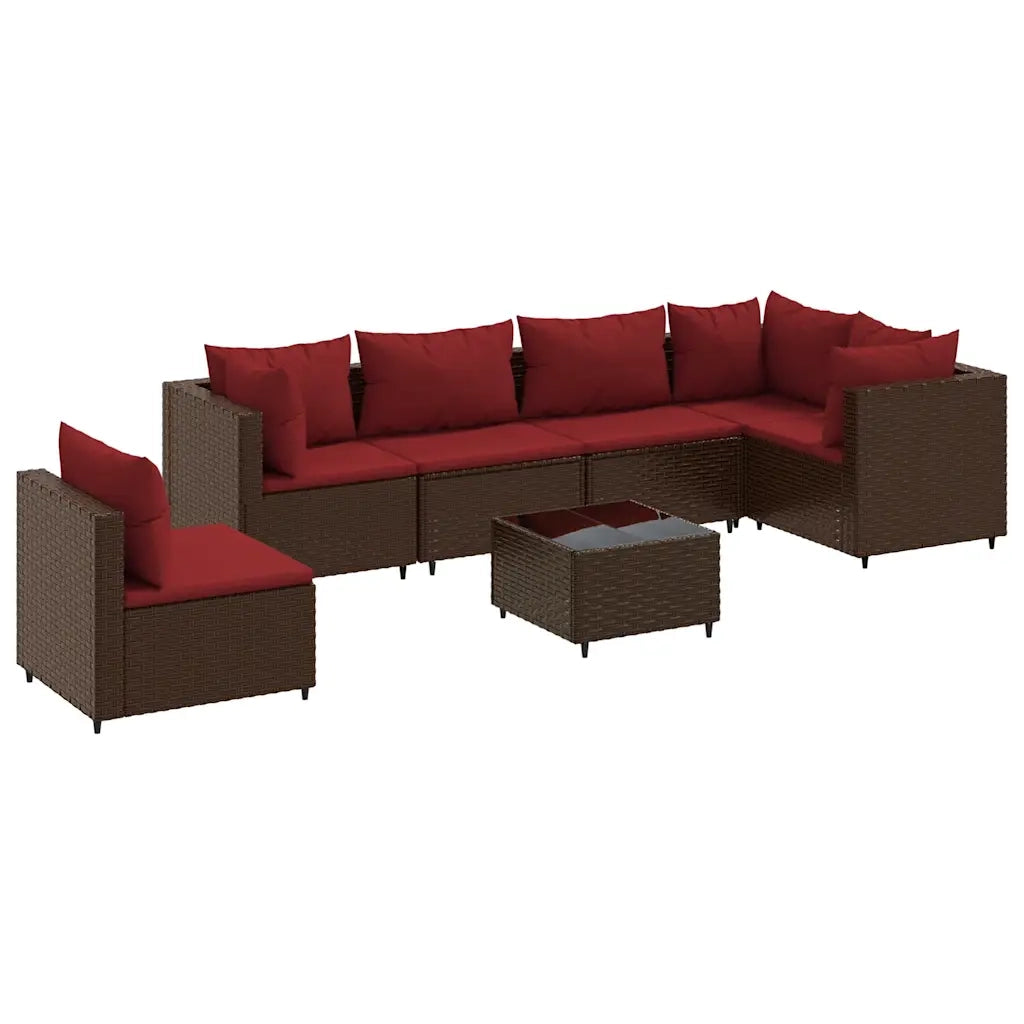 Set Divani da Giardino 7 pz con Cuscini in Polyrattan Marrone 3308181