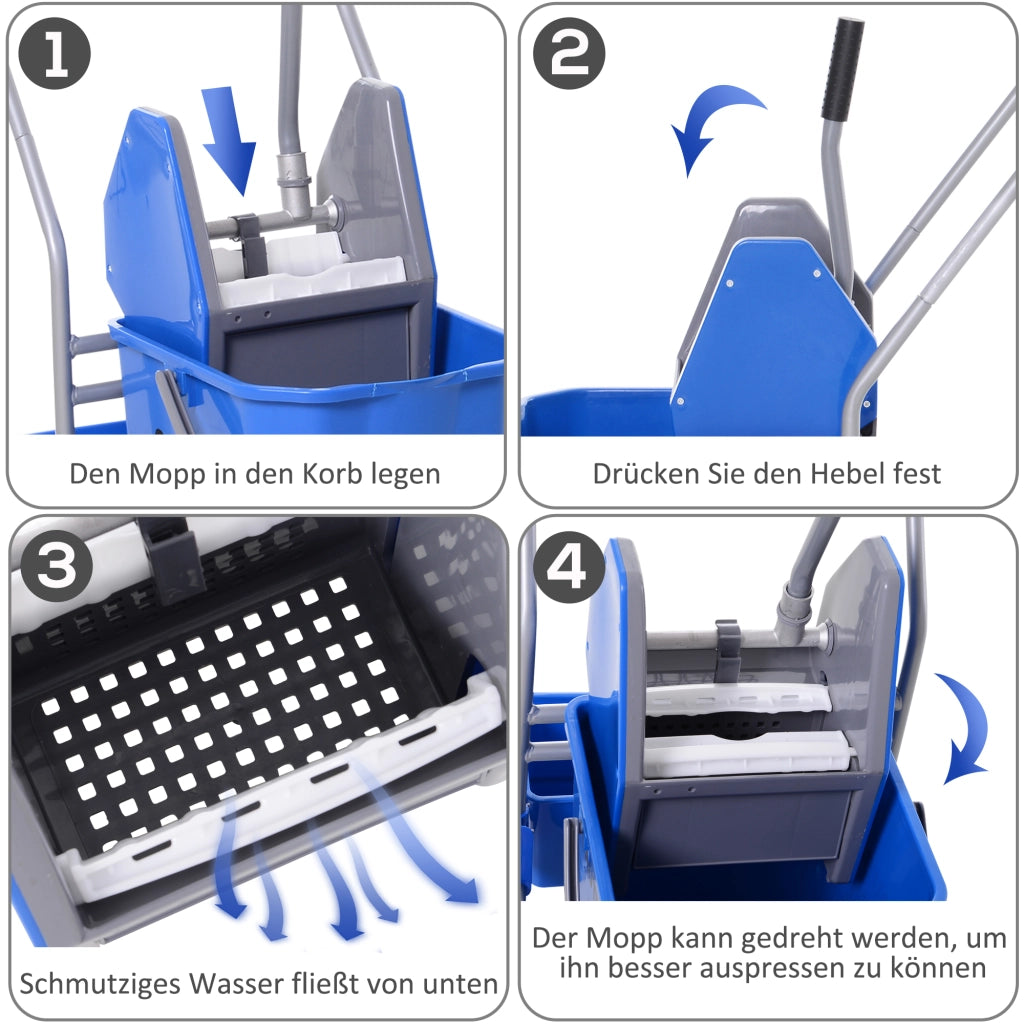 Carrello per Pulizia con Secchio ¨C Minimal ¨C Blu, Plastica, 25 L
