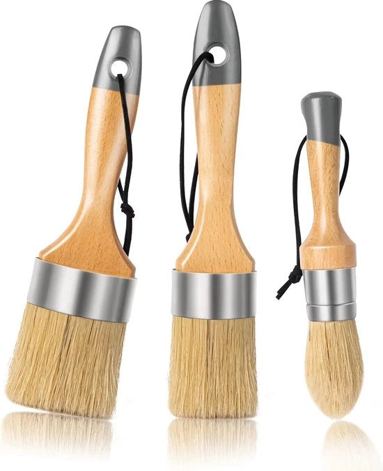 Set di pennelli e spazzole per verniciare o per il bucato, 3 pezzi, per la verniciatura o il lavaggio di mobili o altri progetti, peli naturali assicurano un'uscita uniforme e duratura di vernice