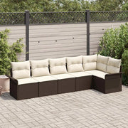 Set Divano da Giardino con cuscino 6 pcs Marrone polyrattan 3345378