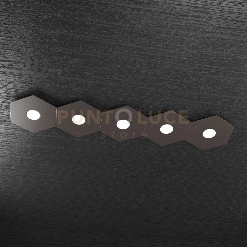 HEXAGON APPLIQUE-PLAFONIERA 5 LUCI MARRONE 1142-5L-MA