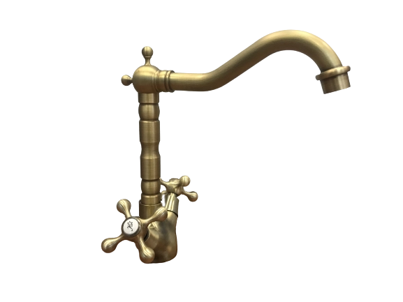 Rubinetto per lavabo cucina bronzato stile vintage lavorato