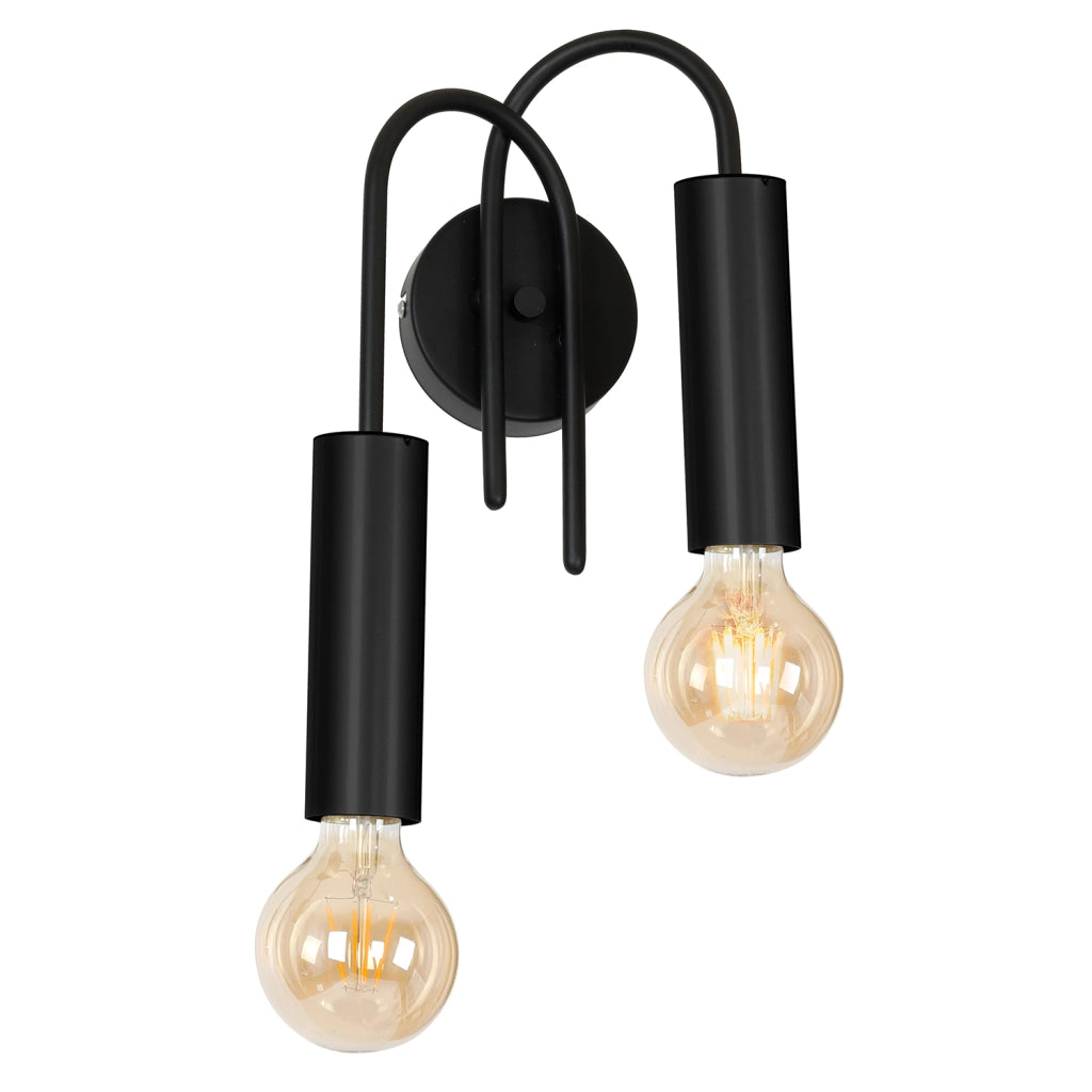 Applique da parete minimal nera doppia Loppe 2xE27 Luminex