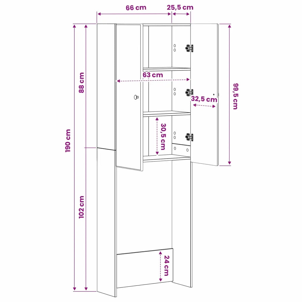 Mobile Bagno BREDA Legno antico 66 x 25,5 x 190 cm 897583