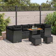 Set Divano da Giardino con cuscino 10 pcs Nero 3363419