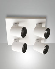 Modo Faretto da soffitto a 4 luci in pressofusione di alluminio colore Bianco, attacco GU10, design moderno ed elegante per illuminazione d'interni
