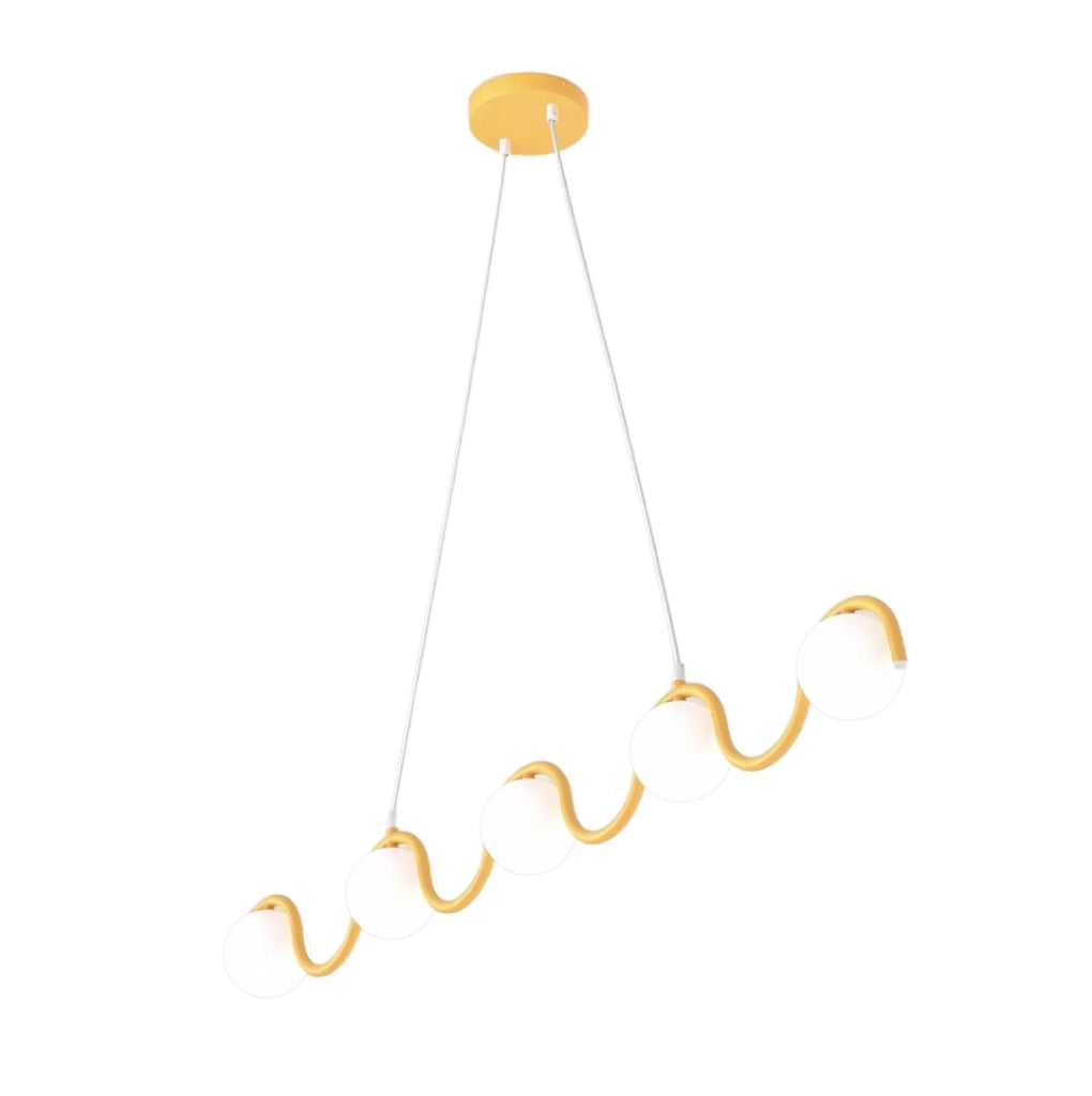 Lampada sospesa SINUS ondulata 5xG9 arancio-bianca