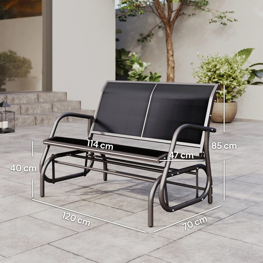 Divanetto da Giardino 2 Posti ¨C Minimal ¨C Nero, Textilene, Metallo