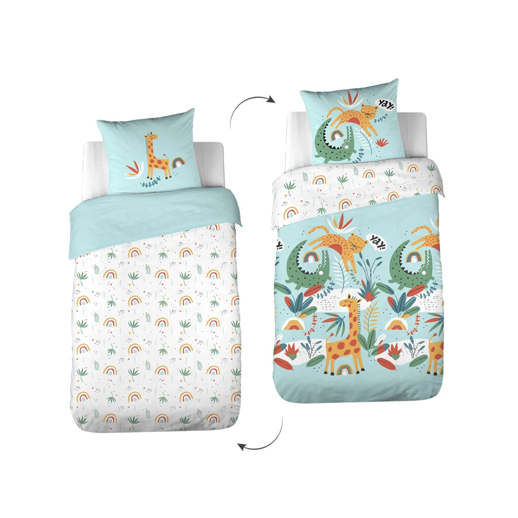 Set biancheria da letto cotone reversibile stampato savana /