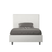 BS COM Letto una piazza e mezza con rete imbottito 120x200 similpelle bianco