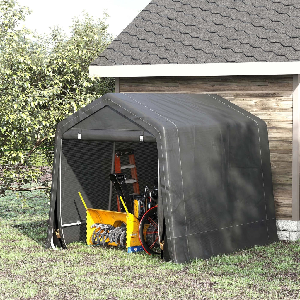 Tendone Garage per Auto Attrezzi 280x240x240 cm in Metallo e Tessuto Polietilene Grigio