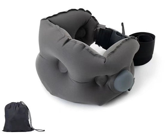 Cuscino gonfiabile per schiena e seduta, lunga striscia, portatile, pieghevole e con meccanismo di compressione.