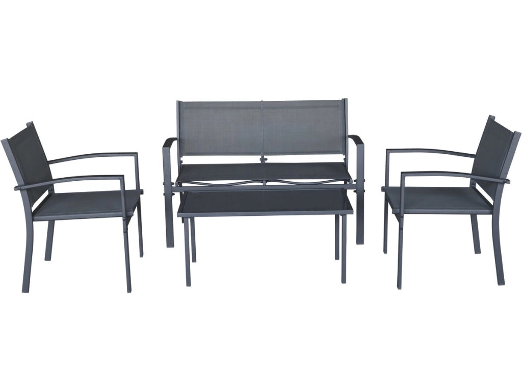 Set di mobili da giardino in metallo "Lino II" - 4 posti - Nero