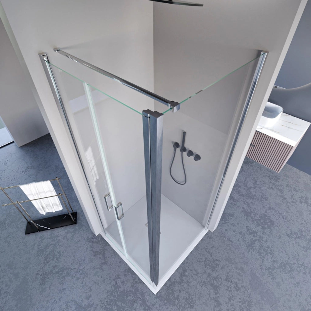 Box doccia due lati con porta saloon h195 6mm anticalcare dobla, misura 70x70