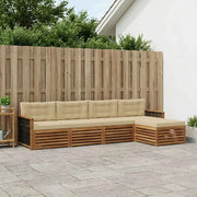 Set di divani da esterno con cuscino 5 pcs Naturale e Beige 3383236
