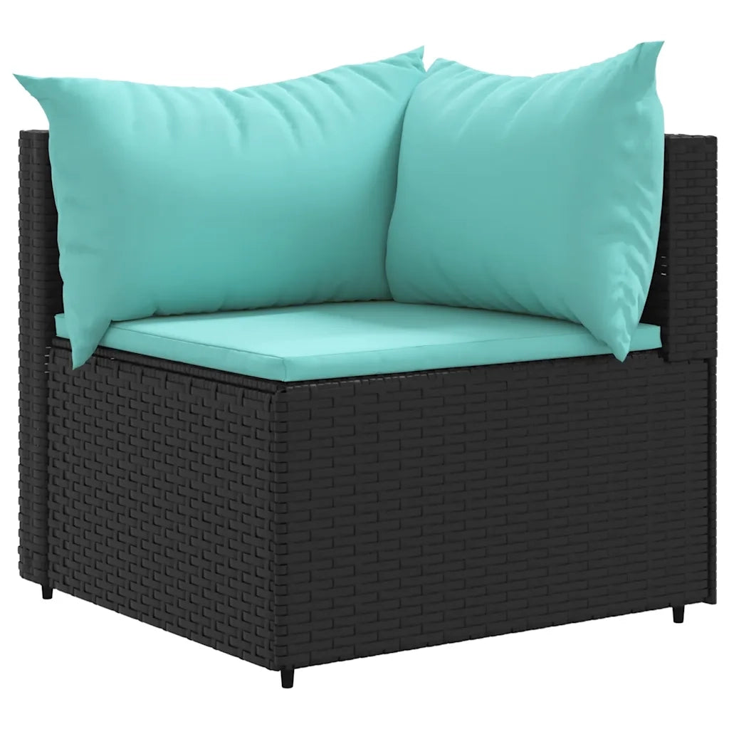 Set Mobili da Giardino con Cuscini 8 pz Nero in Polyrattan 3308236