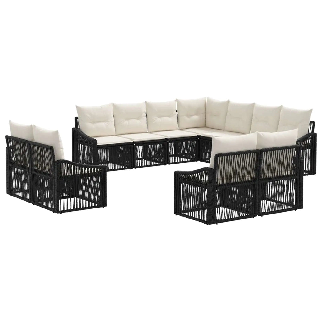 Set Divano da Giardino 11 pz Nero polyrattan 3436174
