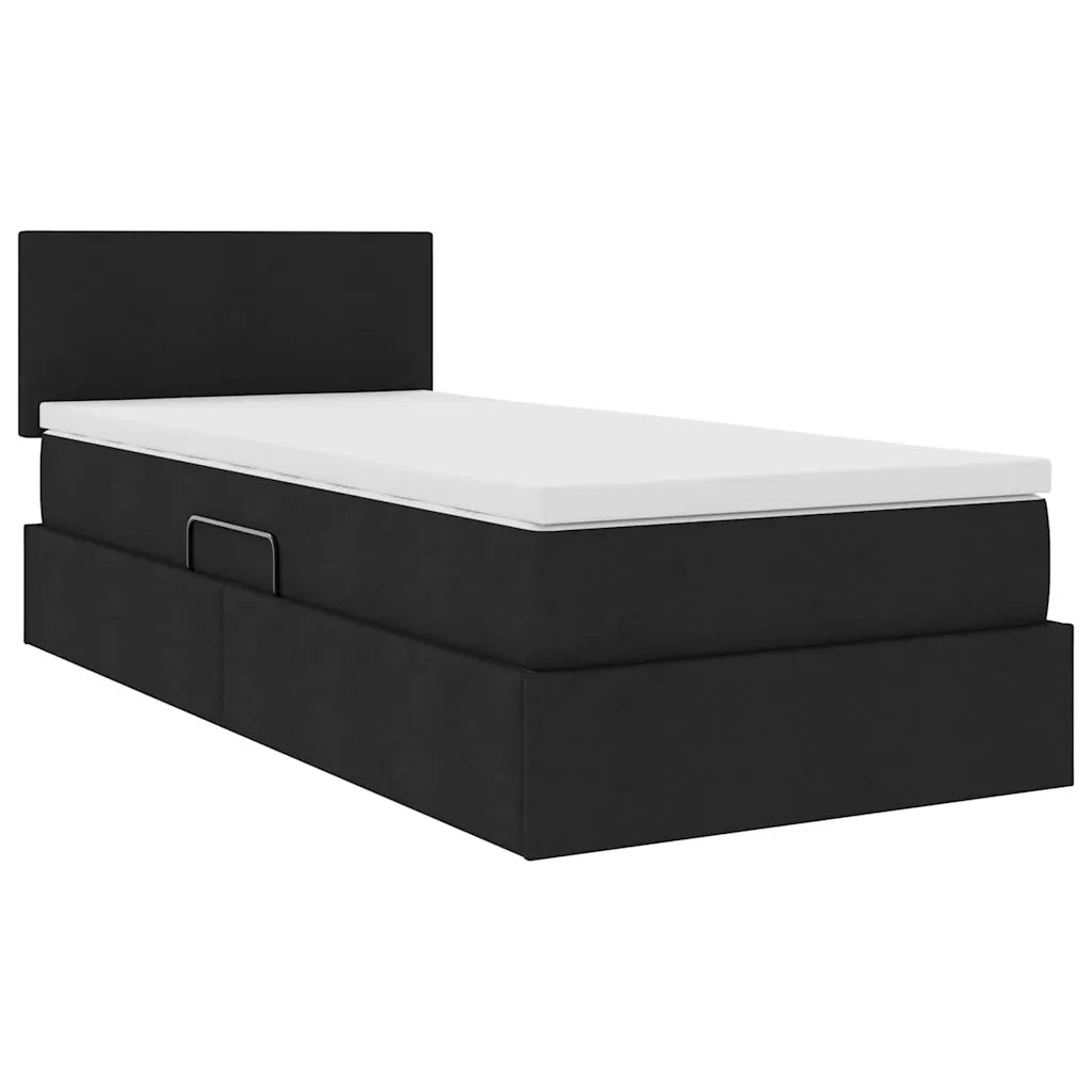 Letto con contenitore e LED con led Nero 90 x 200 cm Tessuto