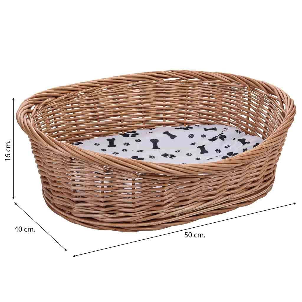 Lettino per animali domestici in vimini marrone 50x40x11/16 cm