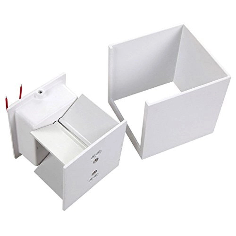 Trade Shop - Applique Led Cubo Bianco Lampada Da Parete 5w 750lmn Luce Regolabile Updown Ip65 - -bianco Freddo      -