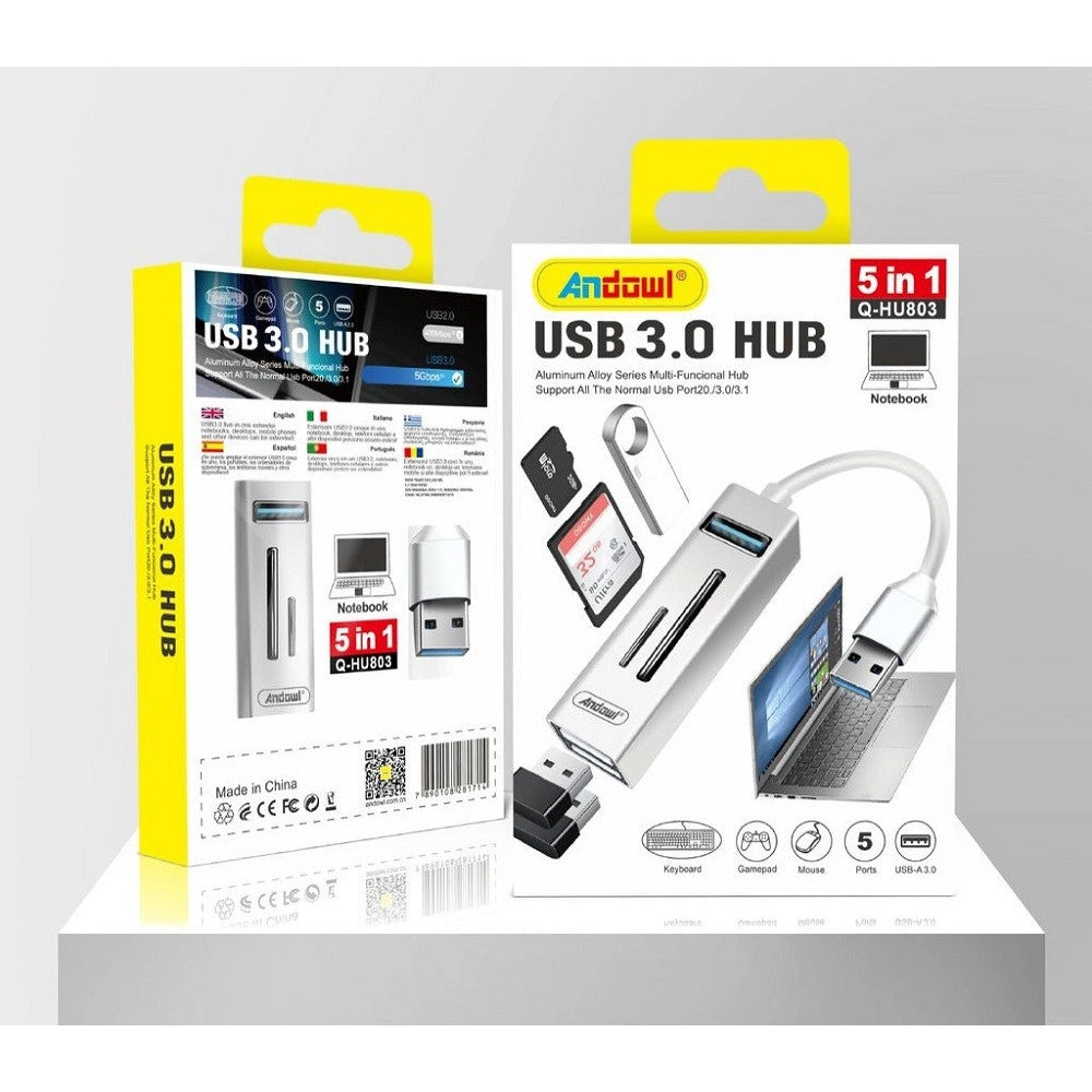 Trade Shop - Hub Usb 3.0 5 In 1 Lettore Di Memorie Pendrive Usb Computer Pc Notebook Q-hu803 -