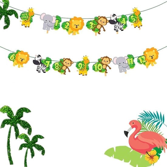 Banner per Foto 2,5 Metri - Decorazione Jungle - Festa di Compleanno - Festa di Matrimonio - Festa di Laurea - 13 Viti per Foto - Banner per Feste
