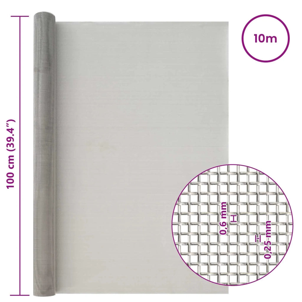 Rete per schermatura 100 x 1000 cm 30 Mesh Argento 42039558