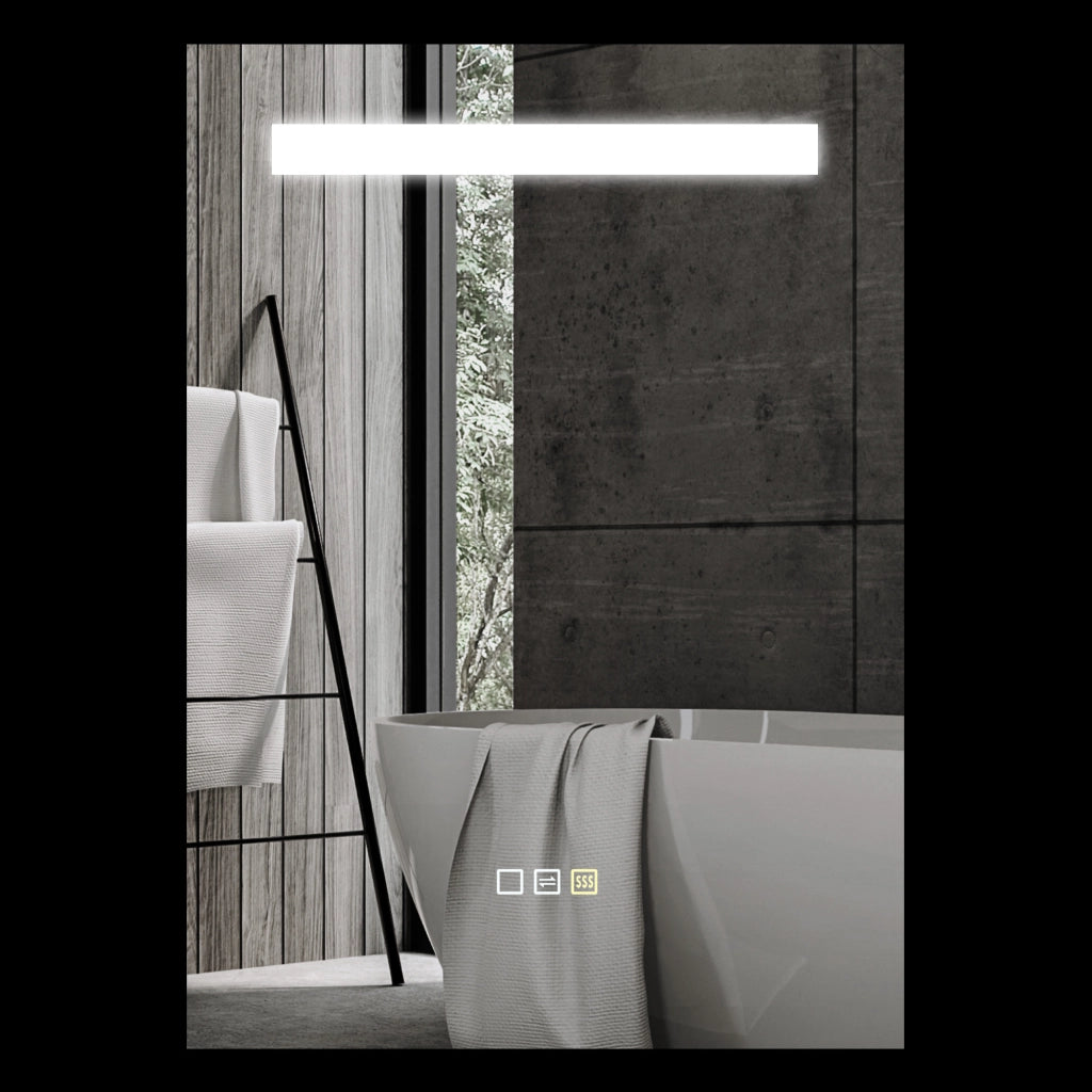 Specchio da Bagno con Luce LED ¨C Minimal ¨C Bianco 70x50 cm