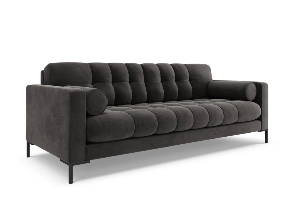 Cosmopolitan Design - Divano "Bali" 4 posti in velluto grigio scuro 