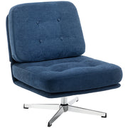 Poltrona girevole imbottita con cuscini a molle e gambe in metallo ¨C Zephmum ¨C Blu scuro