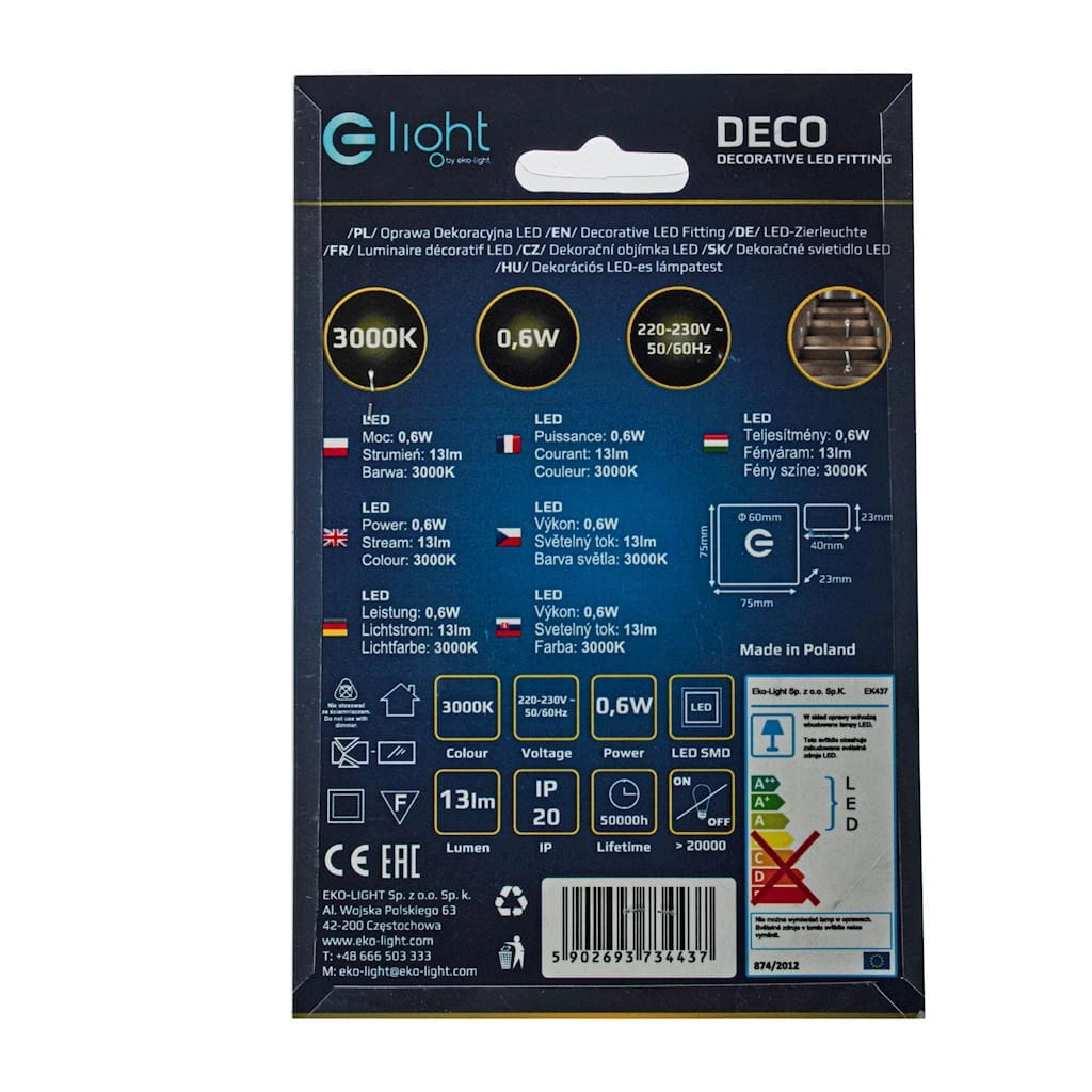 Lampada da scala incasso LED 0,6W 3000K Eko-Light EKS4437