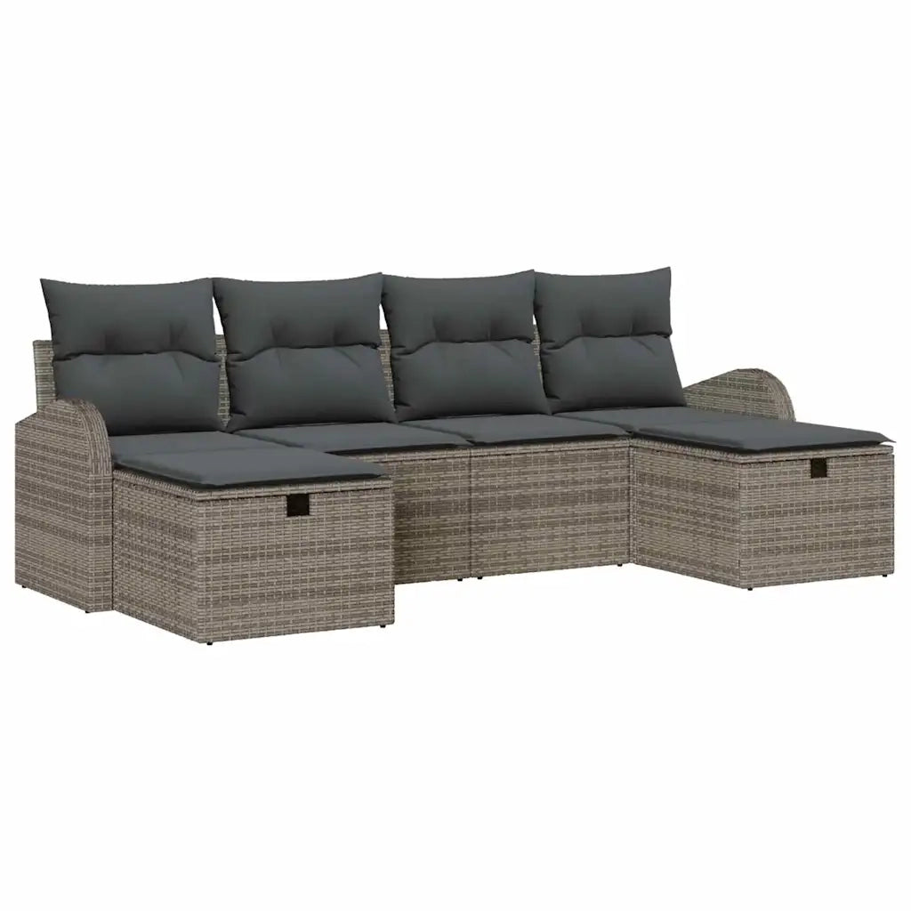 Set di divani con cuscino 6 pcs Grigio polyrattan