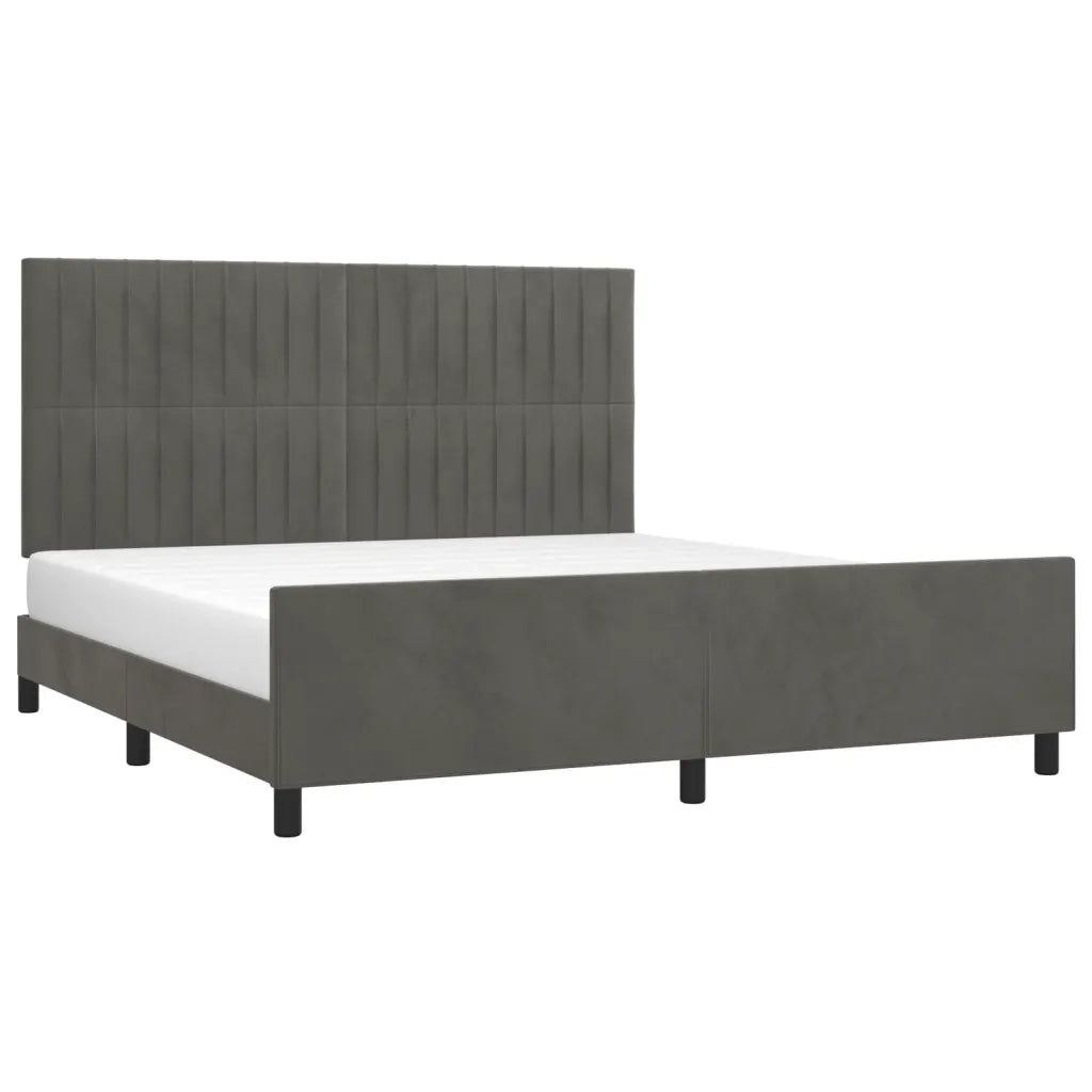 Letto matrimoniale | Letto per adulti | Giroletto con Testiera Grigio Scuro 180x200 cm in Velluto