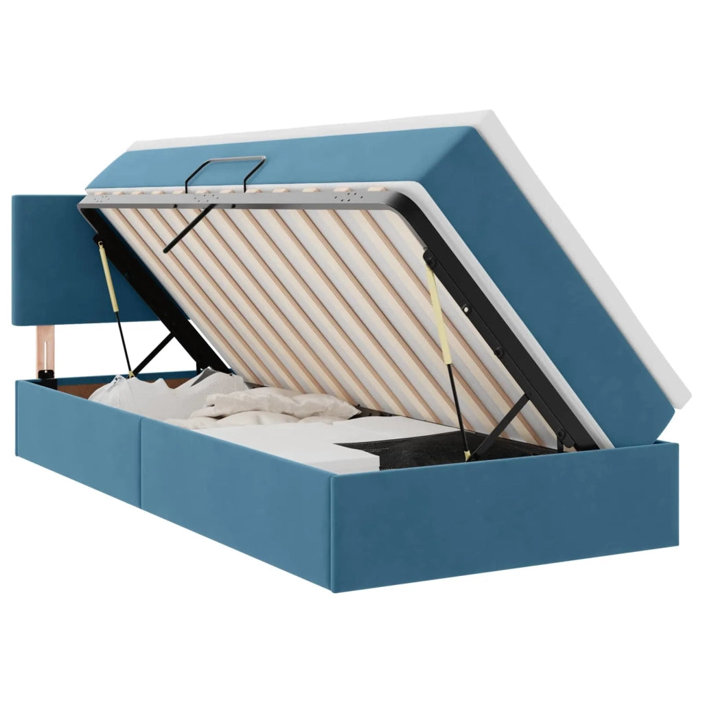 Letto con Contenitore Blu Scuro 90 x 200 cm Velluto