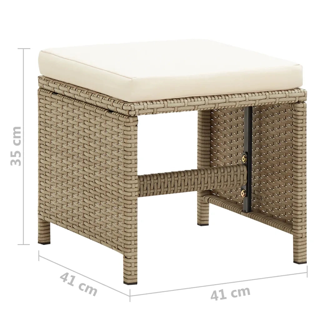Sgabelli da Giardino 2 pz con Cuscini in Polyrattan Beige 46418