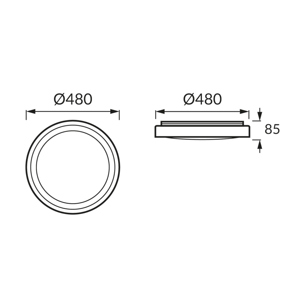 Plafoniera moderna bianco/nera tonda 48cm LED 48W dimmer