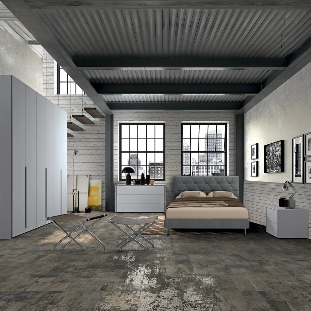 Camera da letto Piera grigio frassinato con letto contenitore