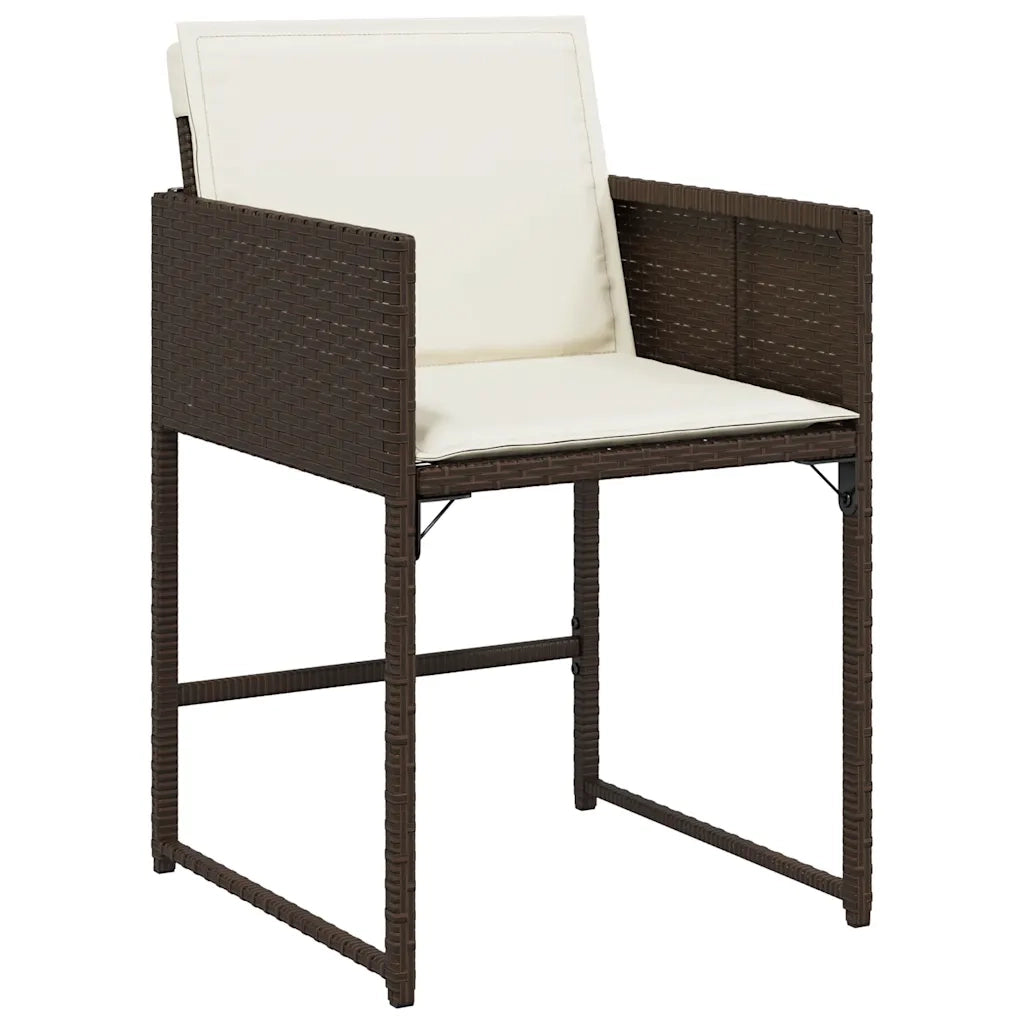 Set da Pranzo da Giardino 11 pz con Cuscini Polyrattan Marrone 3278096