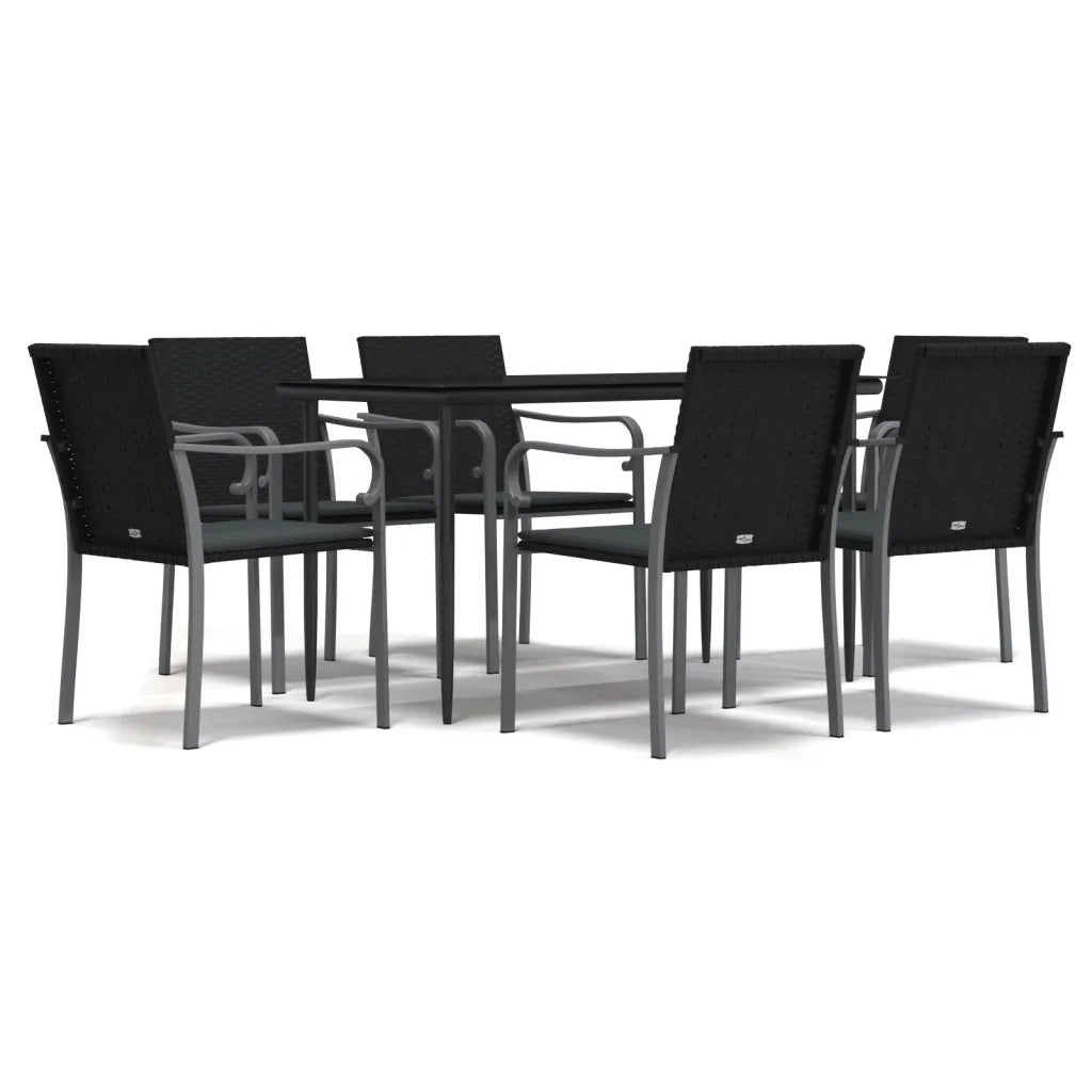 Set Pranzo da Giardino 7 pz con Cuscini in Polyrattan e Acciaio 3186944