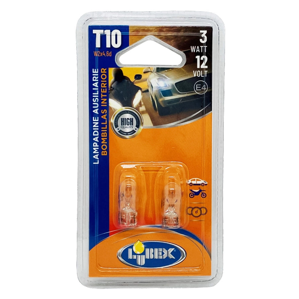 Lampadina Tutto Vetro per Auto 3W 12V E4 Base T10 PZ 2