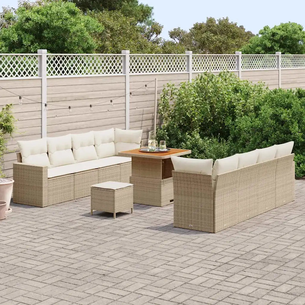 Set Divano da Giardino 12 pcs Beige e Crema polyrattan 3363536