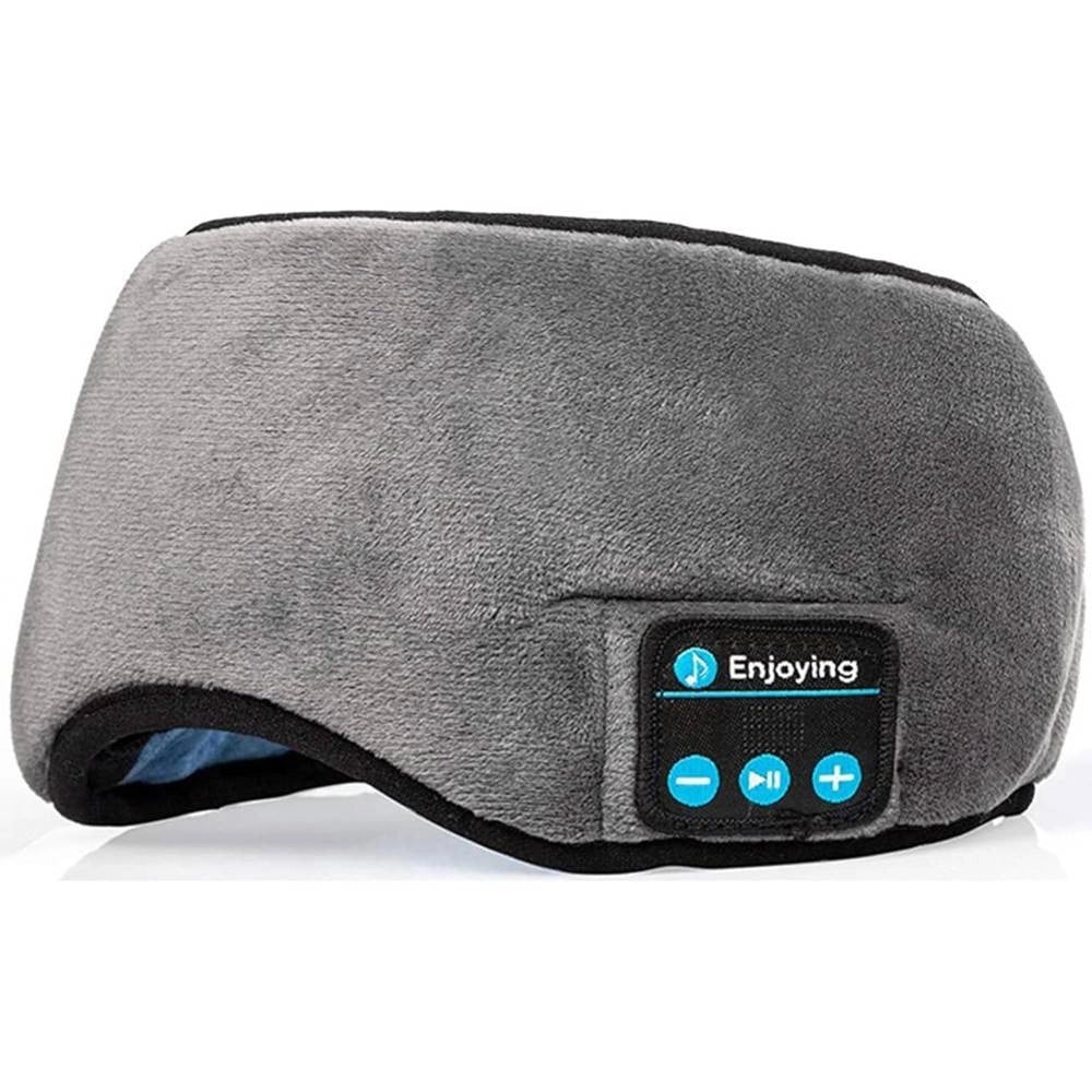 Trade Shop - Mascherina Occhi Per Dormire Con Cuffie Wireless Integrate Bluetooth 5.0 Morbida -